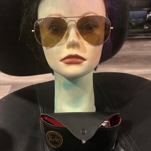 Ray-Ban Polarized Gold Frame Sunglasses with Yellow Lenses includes case